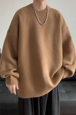 抖音现货男秋冬圆领套头毛衣宽松百搭针织衫D329-QM808-P50控68，男装针织衫/毛衣，电商D329