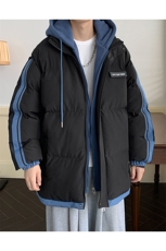 棉衣男冬季新款港风宽松大码假两件连帽棉服MF8587-P88(现货，男装棉衣，星座214-3