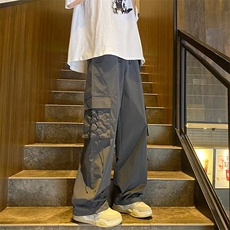 美式速干工装裤女夏季薄款高腰垂感休闲裤宽松褶皱阔腿裤子，男装休闲裤，星座716-3