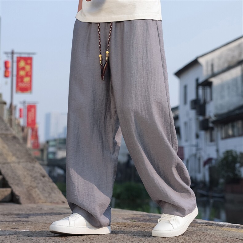 2026原创新款风男装宽松棉麻直筒裤透气大码休闲裤K178-P60，男装休闲裤，电商B277(原6028)