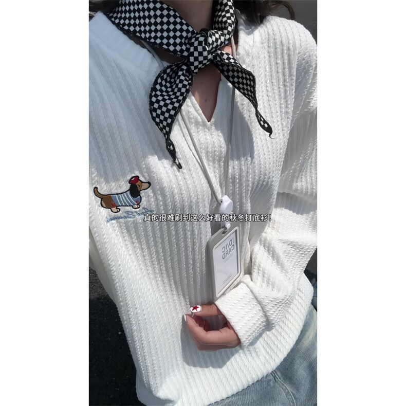 XZ809A/SYR07/特P19/控38肌理感腊肠狗绣花V领长T恤卫衣,男装T恤,星座809A(原222-1)