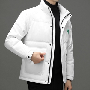男士商务休闲立领羽绒服2023年新款中年冬季加厚保暖白鸭绒外套男