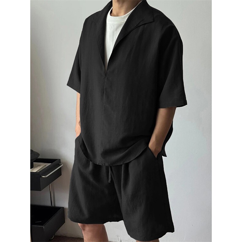 (网图慎用）特批P58无差价假两件透气舒适亚麻两件套装男TZ5355，男装休闲套装，电商A001-1