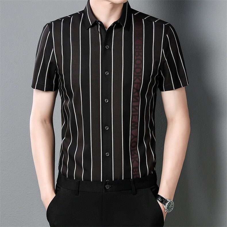 C8905钱塘2020-2夏季精品条纹男士细线短袖衬衫P55,男装衬衫,钱塘207-2