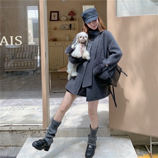 新款双面羊绒狐狸毛飘带大衣外套2B72-8638-1-P310-K398，女装双面呢大衣，乐吉娜