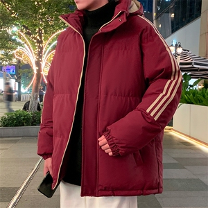 特批P75无差价冬季三条杠拼接连帽棉服男青少年防泼水棉衣M2910图片