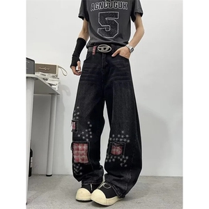[XZ1112-1]磨破补丁刺绣弯刀牛仔裤男 P52 YW9104图片