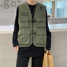 港风马夹马甲男潮牌工装机能多口袋背心坎肩ins港风潮流MJ203-P30，男装背心/马甲，星座1008