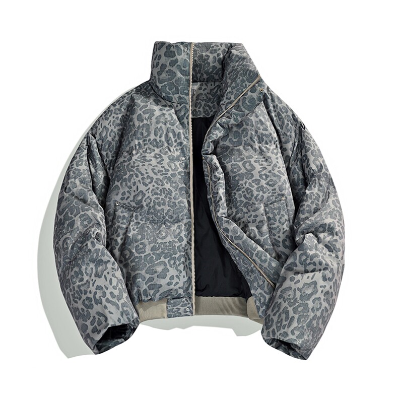 棉服立领面包服豹纹高街冬装复古男女棉衣外套做旧HZ8820-P88,男装棉衣,星座610B-1