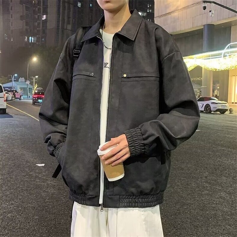罗蒙美式复古街头百搭机车皮衣男士2025春秋季防风廓形宽松外套男,男装夹克,星座506A