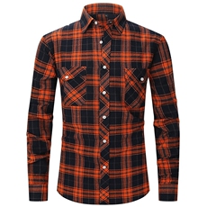 CSC8441P42跨境外贸男士磨毛格子衬衫加肥加大欧版长袖衬衫，男装衬衫，星座510A-3