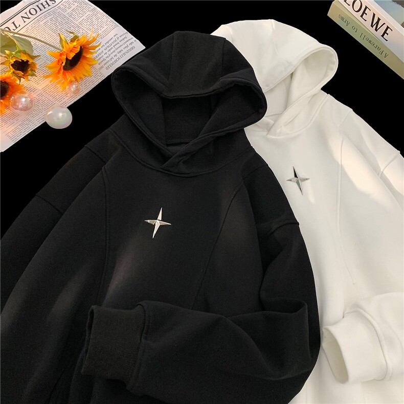 平铺美式复古加绒加厚情侣卫衣拼接外套上衣男女H905P78,男装卫衣,电商A341