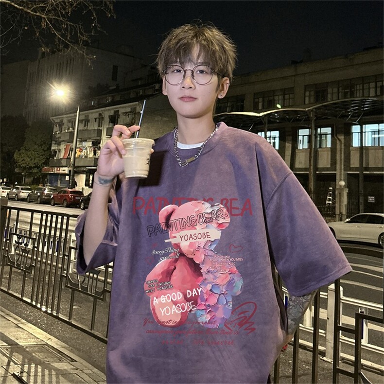 电商DSA028-DTLP2404特P19量大优供视频重磅麂皮绒短袖t恤男,男装T恤,电商A028