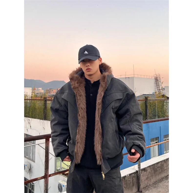 现货WT115-P140立体剪裁座山雕棉服男毛领外套情侣连帽夹克,男装夹克,星座1501-3
