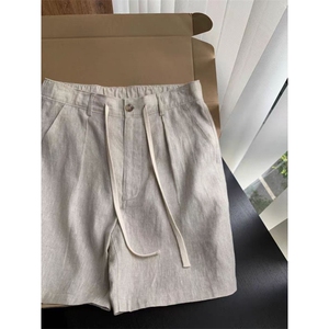 老钱风亚麻短裤男夏季薄款宽松棉麻西装短裤五分裤 DK3102 特P35图片