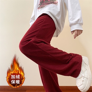 加绒秋款垂感休闲裤宽松直筒裤灯芯绒拖地裤常规45，加绒55图片
