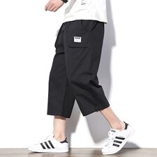 2021夏季新款日系大码休闲裤宽松工装补丁男七分裤K377-P45，男装休闲裤，电商A001