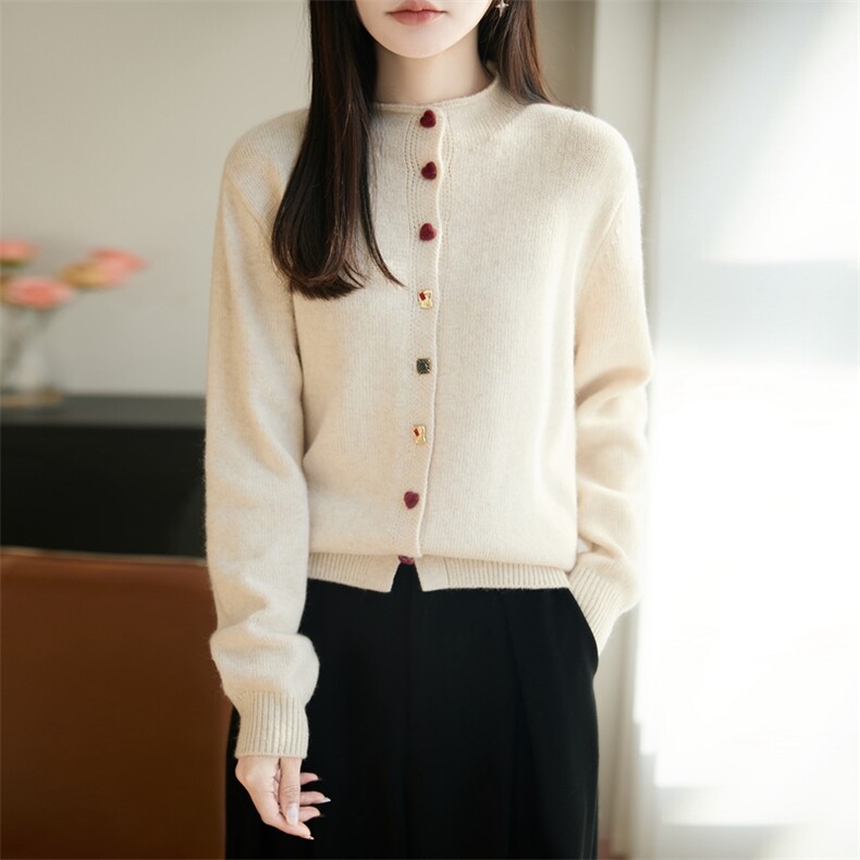 2026年秋季时尚百搭通勤简约休闲开衫，女装针织衫/毛衣，暖圣羊羊绒