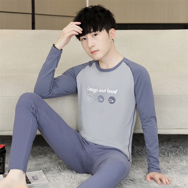 秋衣秋裤男士保暖内衣秋冬季薄款抗菌莱卡棉套装TZ3602-P50,男装休闲套装,星座310B-3