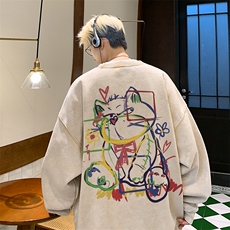 美式潮牌重磅水洗做旧圆领卫衣力推大码男XZ517A-2-Y7740-P58，男装卫衣，星座517A-2