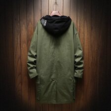 A003-HF003-P40秋装中长款连帽休闲风衣外套挂拍，男装风衣，电商A003