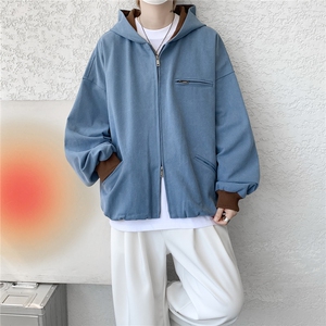8XL-M 美式复古撞色连帽水洗夹克男高级感做旧情侣外套JK1327P88图片