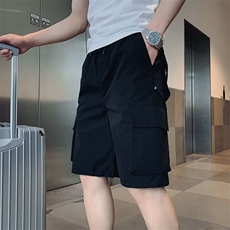 夏季运动裤工装短裤男生宽松篮球外穿冰丝薄款休闲裤2024港风新款，男装牛仔裤，星座1013
