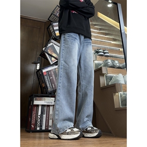 1506-1/Kk10991/P49浅蓝色美式复古牛仔裤男款春季痞帅高级感裤子