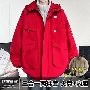 冬季三合一冲锋衣男式棉衣加厚棉服连帽棉袄潮流A266-SH80191-P90图片