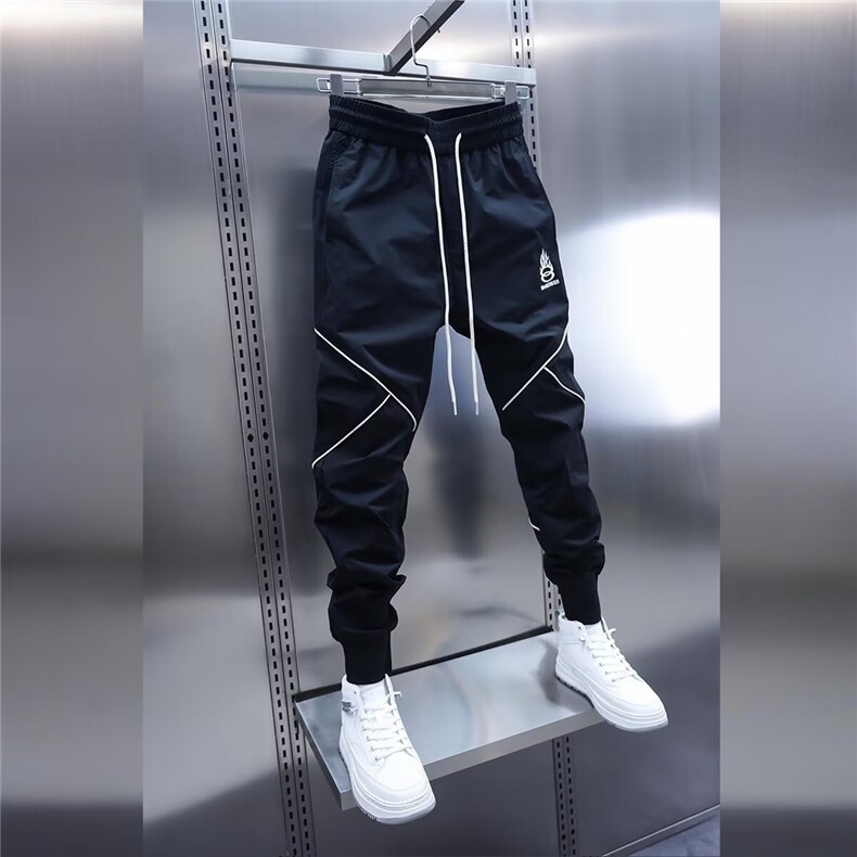 1506-1/KK111/P39潮流男款刺绣小脚裤松紧腰束脚裤纯色百搭休闲裤,男装休闲裤,星座1506-1
