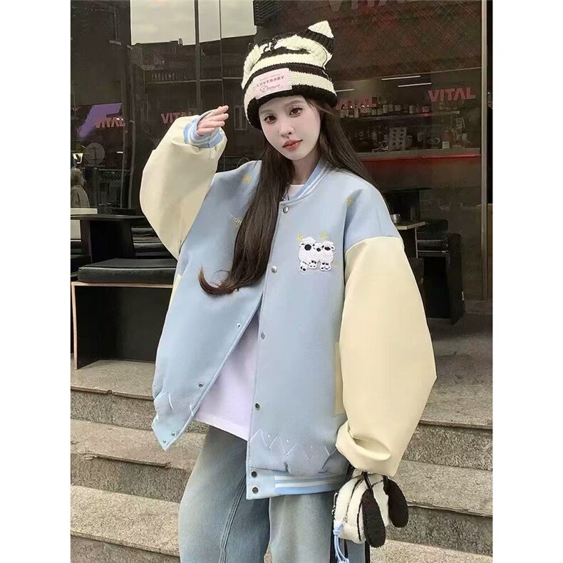 潮流可爱小羊趣味卡通夹克女春秋新款慵懒情侣外套JKB35,男装夹克,星座516A