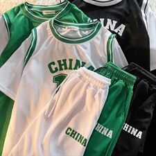 运动套装男夏季假两件宽松短袖短裤宽松休闲篮球两件套TZ122-p36图片