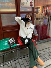 雪人刺绣女开衫2025秋冬潮流针织常规通勤圣诞，女装针织衫/毛衣，美莎羊绒