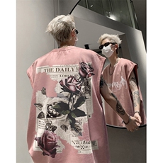 B282-2475-P28麂皮绒坎肩背心报纸花美式无袖大码，男装背心/马甲，星座517A-8（原B282）