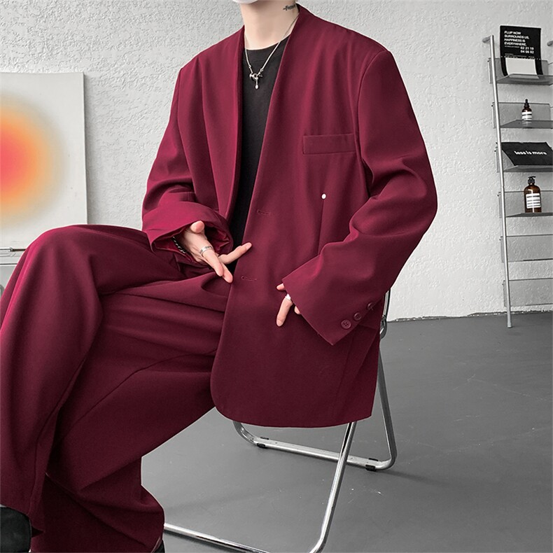 韩版休闲西装套装外套高级痞帅宽松韩版西服外套西裤整套搭配P140,男装西服,电商B319