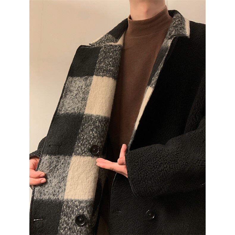 秋冬呢大衣双面穿外套加绒夹克加厚外套长款1016-1W97P168K198,男装夹克,星座1016-1（原电商B408-1）