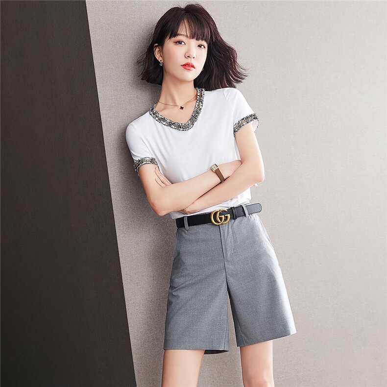 纯色提臀显瘦高腰休闲西装短裤,女装短裤/热裤,美吧服饰