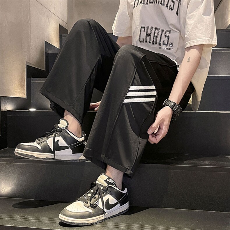 抖音高品质夏季冰丝薄款三条杠休闲九分裤男BK232-P40控58,男装休闲裤,电商B370