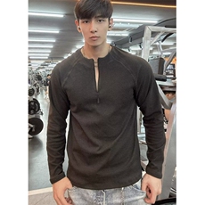 [003]修身打底T恤上衣男半拉链圆领长袖A079-T3050-P34，男装T恤，电商A079