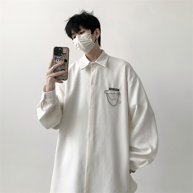宽松百搭挂链长袖衬衫男KD630-P30,男装衬衫,电商D312-1