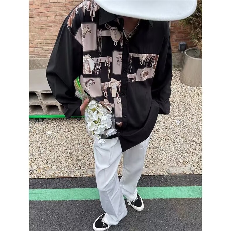 男春秋情侣宽松休闲衬衣C626P32,男装衬衫,星座1116-2