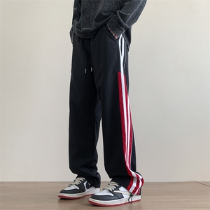 港风秋冬侧边拼接拖地工装裤宽松休闲伞兵裤男K23329-P40控58图片