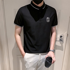 黑色2023社会小伙修身绣花短袖polo衫男士短袖T恤PL513-P48控价68，男装Polo衫，电商A108