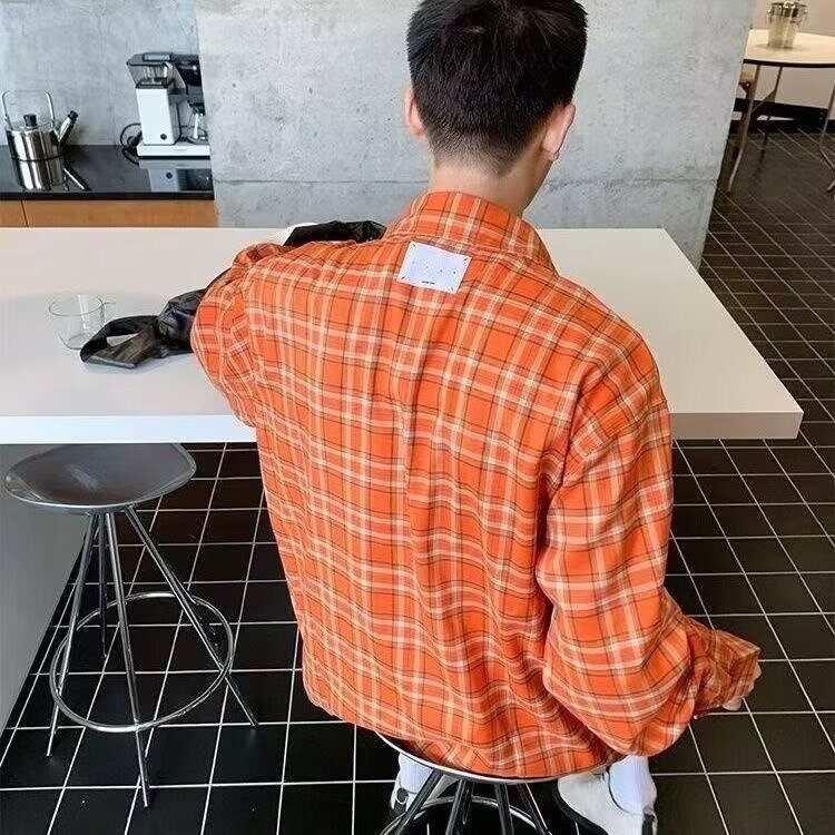 CS203-P33美式复古格纹防晒衬衫男女2025夏季装,男装防晒衣,电商B323A
