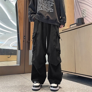 日系青春流行休闲裤潮时尚潮牌原宿新款长裤简约男抽绳束脚春季图片