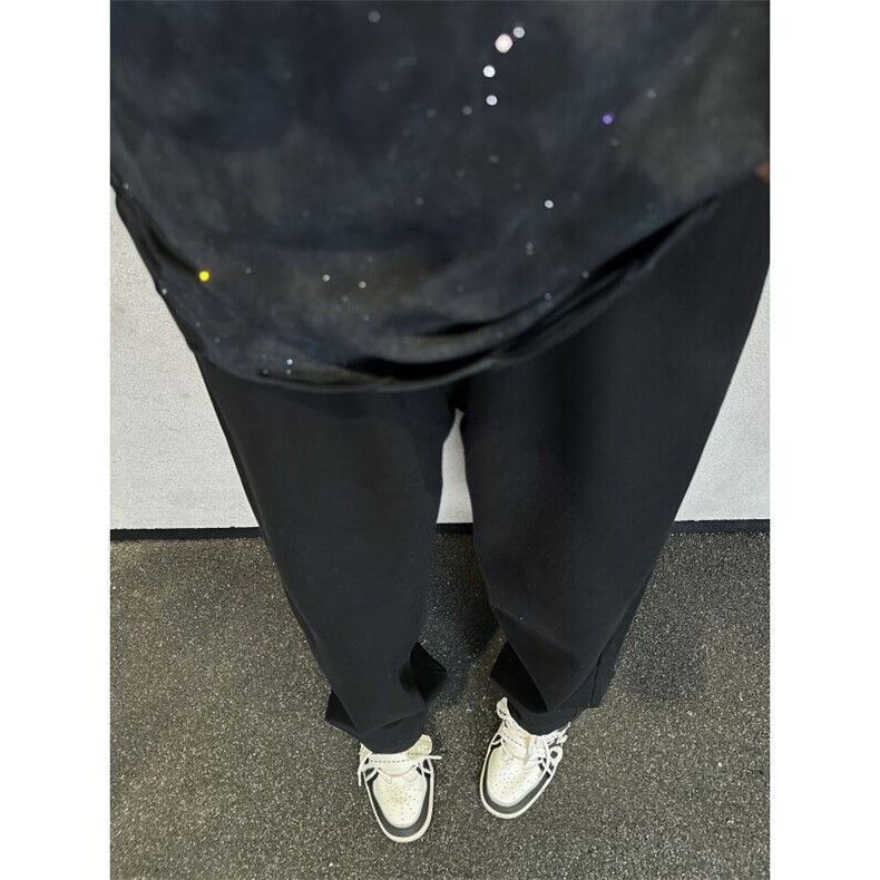xz116-k1029-P40控68现货黄泥黑色浅蓝大码阔腿牛仔裤,男装牛仔裤,星座116