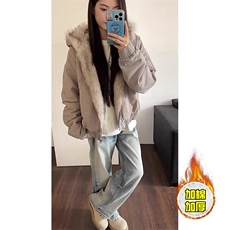 现货高品质美式高街冬季重磅硬挺短款座山雕毛领棉衣男女加厚外套，男装棉衣，电商A486