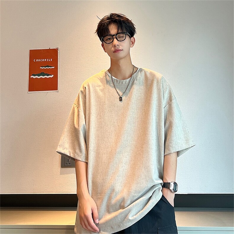 电商DSA028-KBMLP3095棉5氨纶夏季新款港风麻料短袖T恤男,男装T恤,电商A028