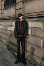 美式ins高街hiphop暗黑重工艺水洗暗黑微喇牛仔裤货号K2401P60，男装牛仔裤，电商A063