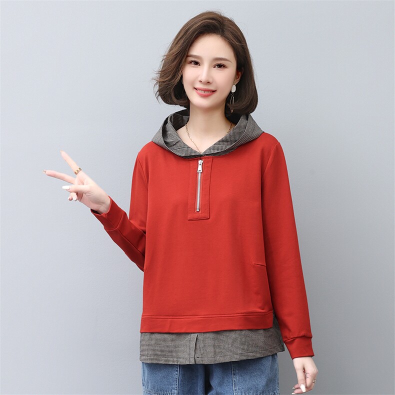 时尚宽松连帽卫衣女秋冬季新款加厚保暖长袖上衣休闲百搭外套,女装卫衣/绒衫,叶笙衣